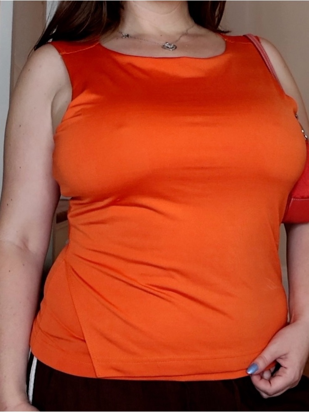 XOXO y2k Bright Orange Sleeveless Asymmetrical Tank Top Large